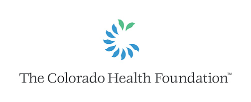 Logo of The Colorado Health Foundation with a circular design of blue and green leaf shapes above the organization's name in text.